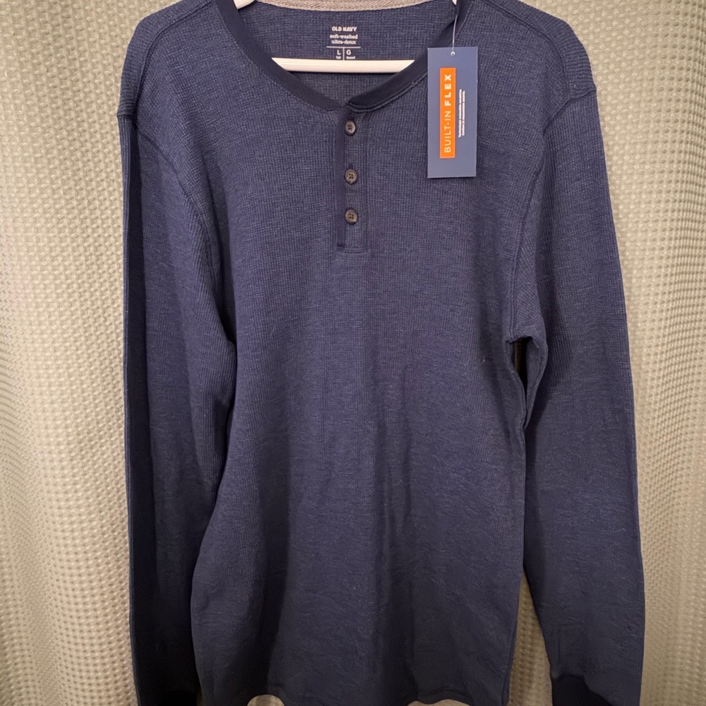Old Navy Men's Dark Blue Long Sleeve Henley